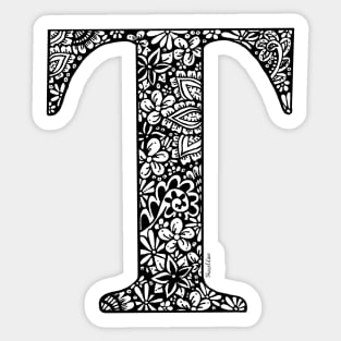 Floral Letter T - Capital Letter Sticker